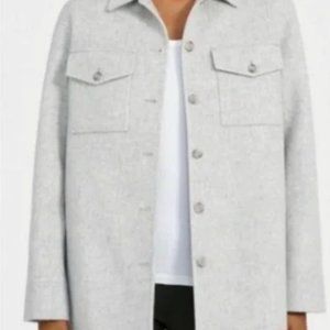 Theory — Shirt Jacket — Wool-Cashmere — Heather Grey — W — Size P